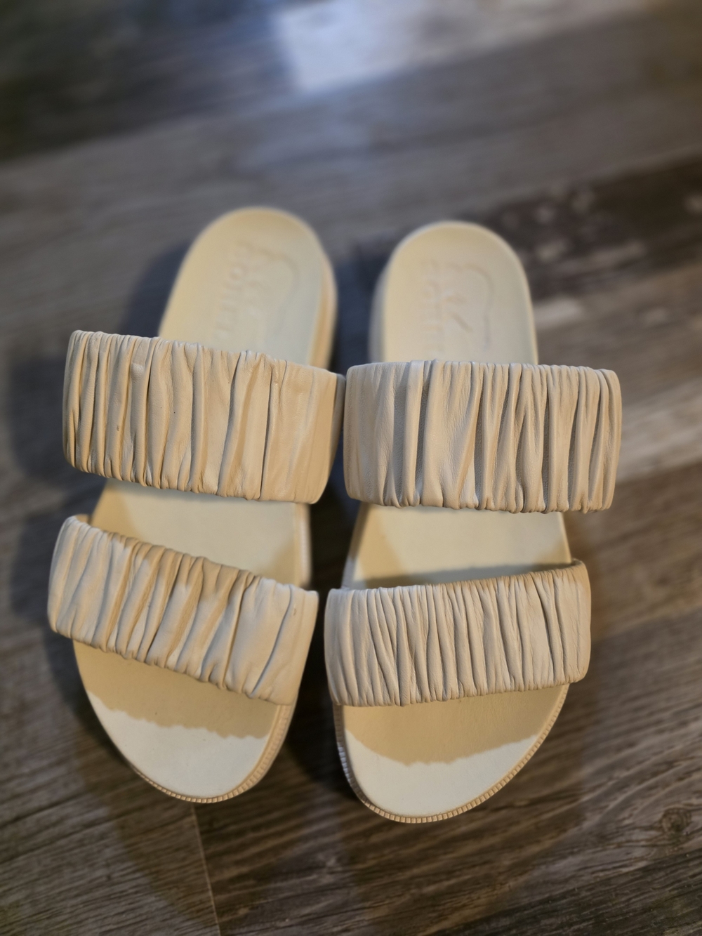 Sorel Women's Double-Ruched Slide Sandals in White